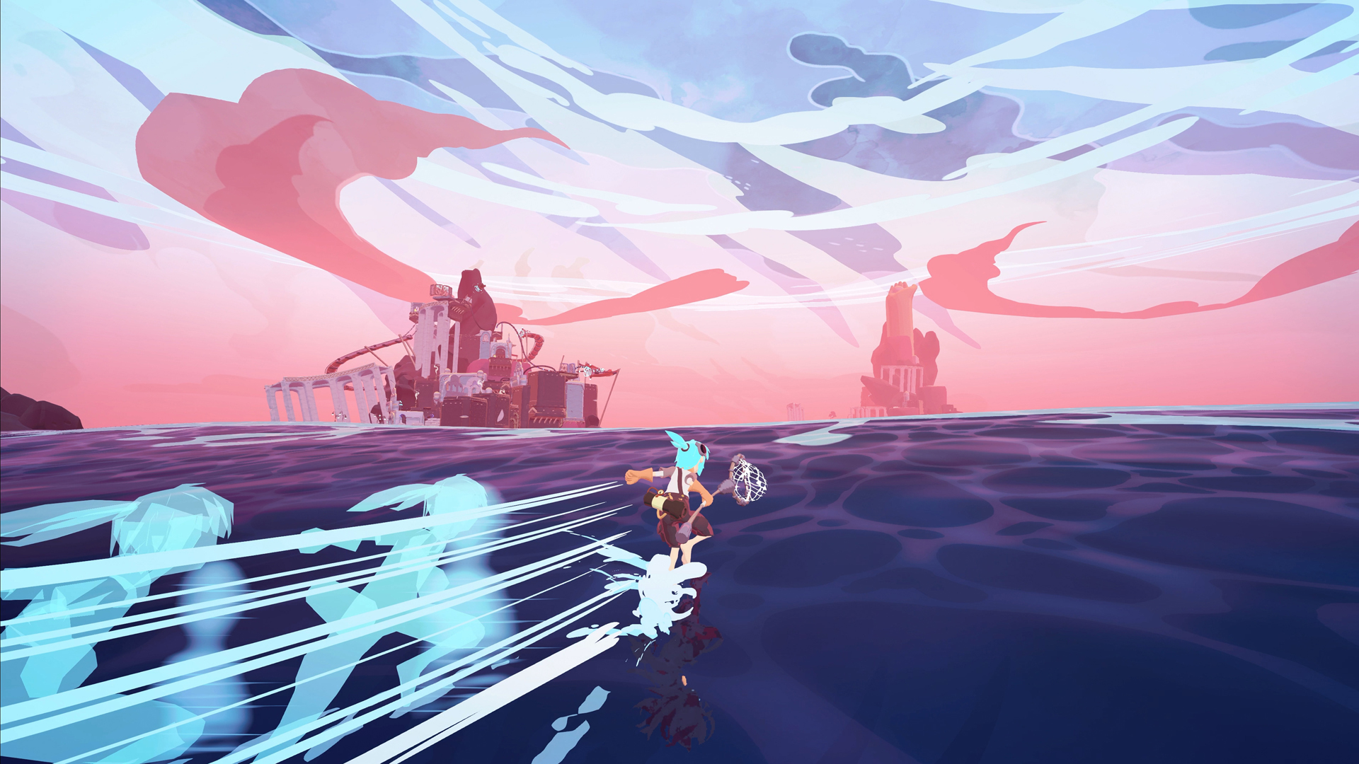 Sigrid surfing on the open sea